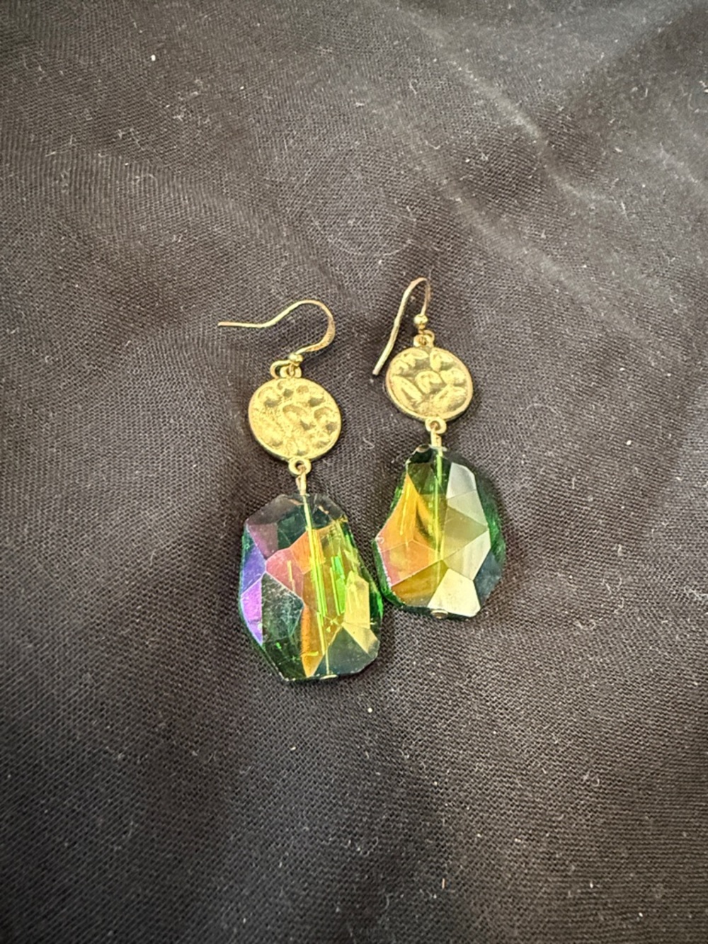Gold-Accent Iridescent Crystal Drop Earrings